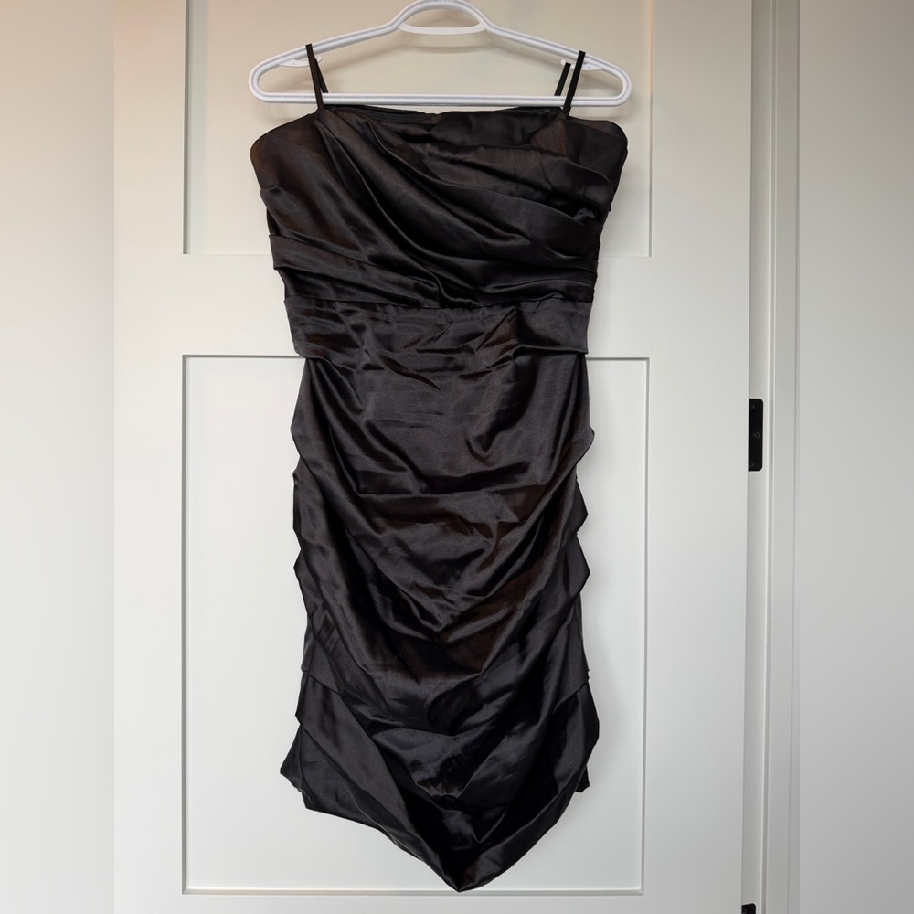 Satin Black Strapless Dress
